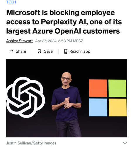 Meldung, dass Microsoft AI-Dienste blockiert. 